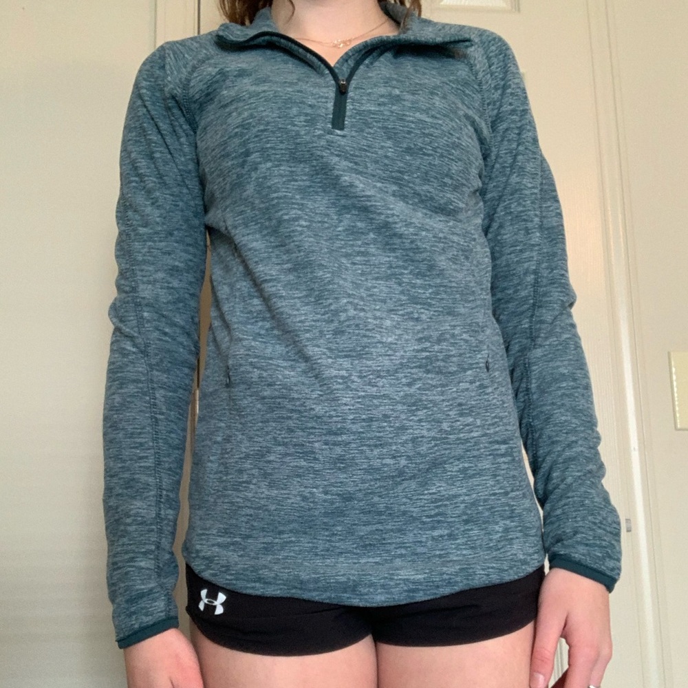 Fuzzy Teal Quarter Zip